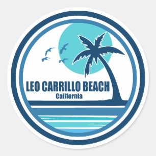 Leo Carrillo Beach Kalifornien Palme Vögel Runder Aufkleber