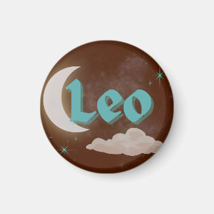 Leo Celestial Ästhetische Moon Cloud Stars Design Magnet