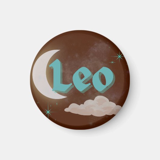 Leo Celestial Ästhetische Moon Cloud Stars Design Magnet (Vorne)