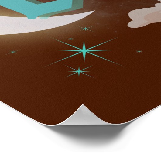 Leo Celestial Moon Cloud Stars Astrologie Kunst Poster (Ecke)