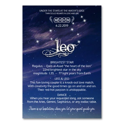Leo Center-Tischkarte Tischnummer (Vorderseite)