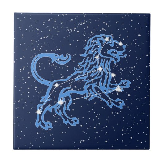 Leo Constellation and Sun Sign with Stars Keramik Fliese (Vorderseite)