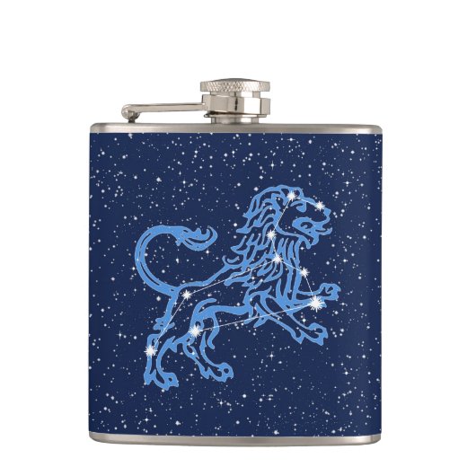 Leo Constellation and Zodiac Sign with Stars Flachmann (Vorderseite)