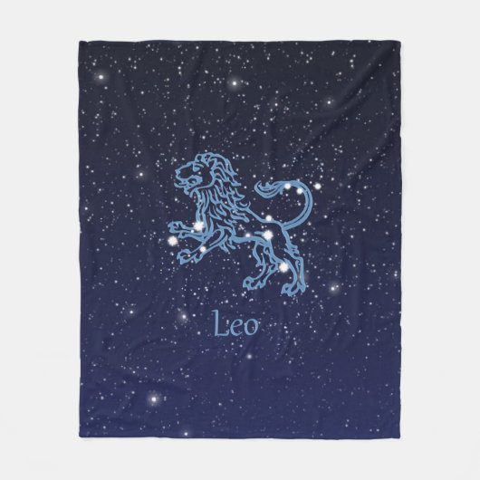 Leo Constellation and Zodiac Sign with Stars Fleecedecke (Vorderseite)