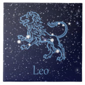 Leo Constellation and Zodiac Sign with Stars Fliese (Vorderseite)