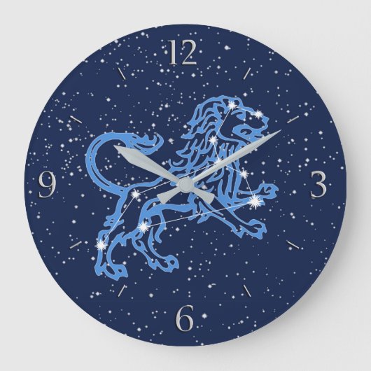 Leo Constellation and Zodiac Sign with Stars Große Wanduhr (Vorderseite)