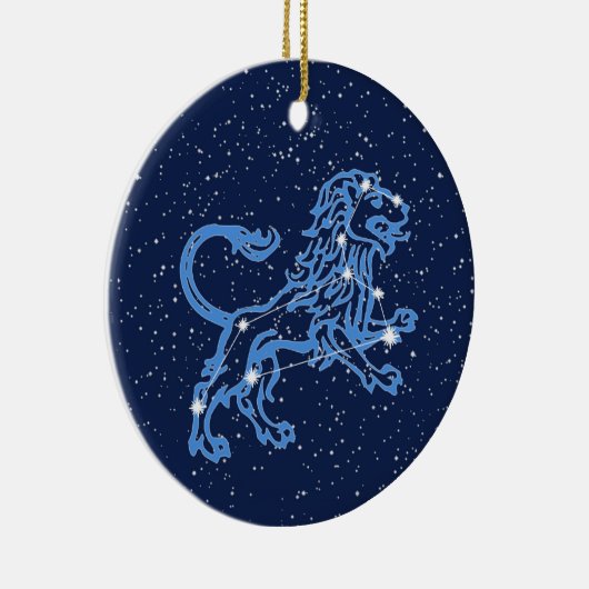 Leo Constellation and Zodiac Sign with Stars Keramik Ornament (Rechts)