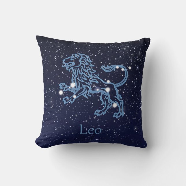 Leo Constellation and Zodiac Sign with Stars Kissen (Vorderseite)