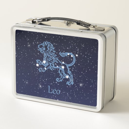 Leo Constellation and Zodiac Sign with Stars Metall Brotdose (Rückseite)