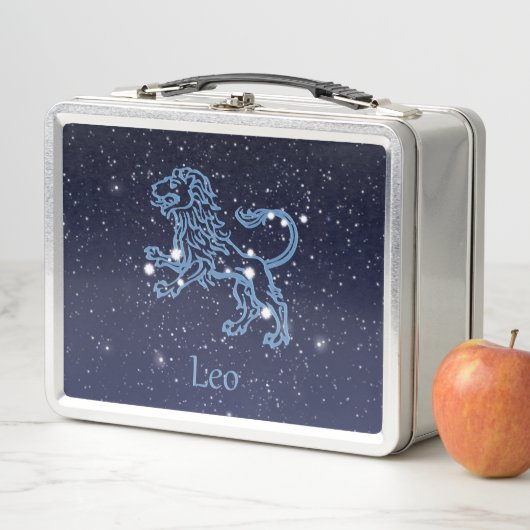 Leo Constellation and Zodiac Sign with Stars Metall Brotdose (Beispiel)