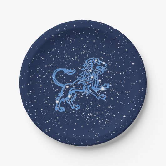Leo Constellation and Zodiac Sign with Stars Pappteller (Vorderseite)