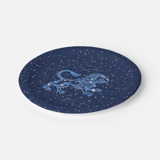 Leo Constellation and Zodiac Sign with Stars Pappteller (Schrägansicht)