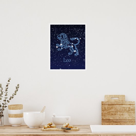 Leo Constellation and Zodiac Sign with Stars Poster (Küche)