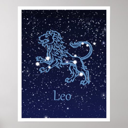 Leo Constellation and Zodiac Sign with Stars Poster (Vorne)
