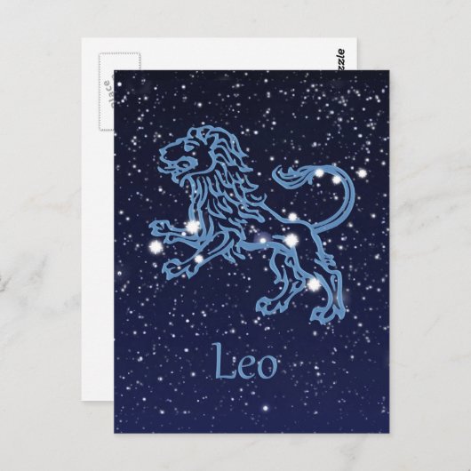 Leo Constellation and Zodiac Sign with Stars Postkarte (Vorne/Hinten)