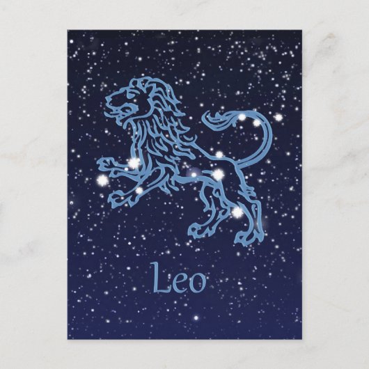 Leo Constellation and Zodiac Sign with Stars Postkarte (Vorderseite)