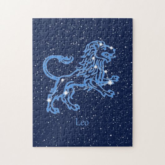Leo Constellation and Zodiac Sign with Stars Puzzle (Vertikal)