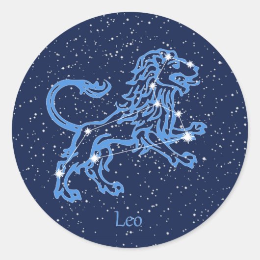 Leo Constellation and Zodiac Sign with Stars Runder Aufkleber (Vorderseite)
