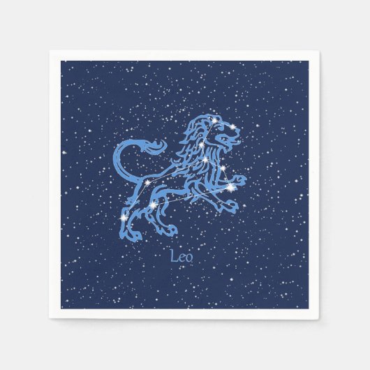 Leo Constellation and Zodiac Sign with Stars Serviette (Vorderseite)