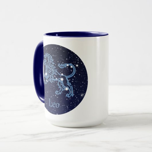 Leo Constellation and Zodiac Sign with Stars Tasse (Vorderseite Links)