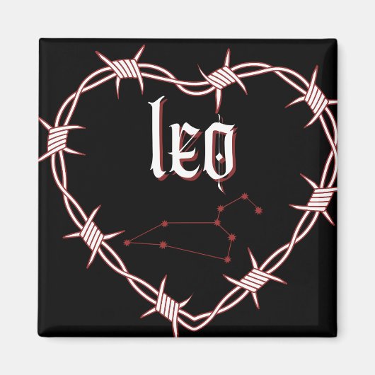 Leo Constellation Gothic Ästhetik Barbed Wire Magnet (Vorne)