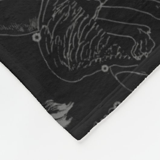 Leo Constellation Hevelius 1690 auf Schwarz Fleecedecke (Ecke)