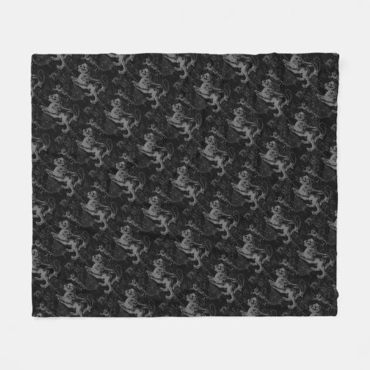 Leo Constellation Hevelius 1690 auf Schwarz Fleecedecke (Vorderseite (Horizontal))