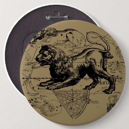 Leo Constellation Hevelius 1690 Juli 23 August 22 Button (Vorne & Hinten)