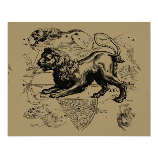 Leo Constellation Hevelius 1690 Juli 23 August 22 Fotodruck (Vorne)