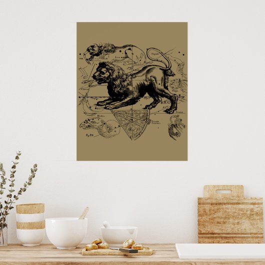 Leo Constellation Hevelius 1690 Juli 23 - August 2 Poster (Küche)