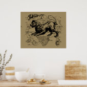 Leo Constellation Hevelius 1690 Juli 23 - August 2 Poster (Küche)