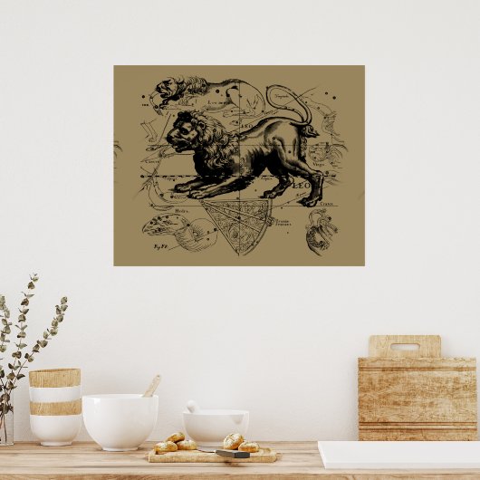 Leo Constellation Hevelius 1690 Juli 23 - August 2 Poster (Küche)