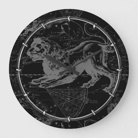 Leo Constellation Hevelius Dekor 1690 Große Wanduhr (Vorderseite)