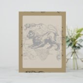 Leo Constellation Map Hevelius 1690 auf Taupe (Stehend Vorderseite)