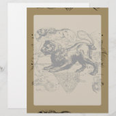 Leo Constellation Map Hevelius 1690 auf Taupe (Vorne/Hinten)