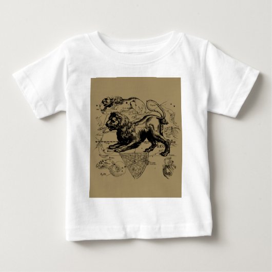 Leo Constellation Map Hevelius 1690 auf Taupe Baby T-shirt (Vorderseite)