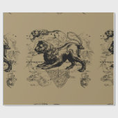 Leo Constellation Map Hevelius 1690 auf Taupe Geschenkpapier (Flach)