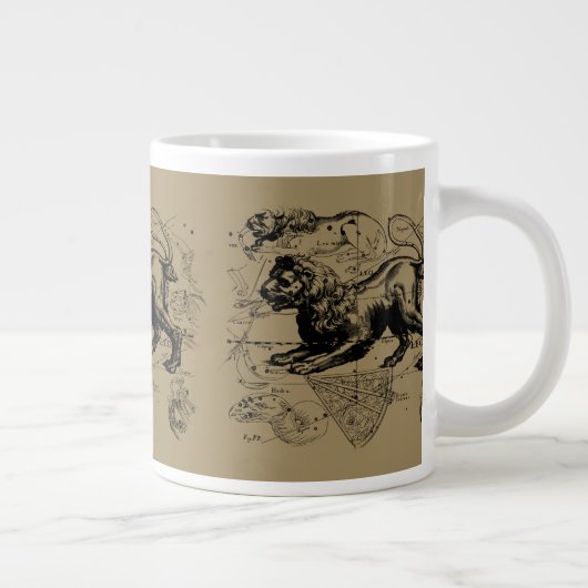 Leo Constellation Map Hevelius 1690 auf Taupe Jumbo-Tasse (Rechts)