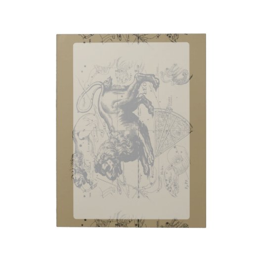 Leo Constellation Map Hevelius 1690 auf Taupe Notizblock (Rotiert)