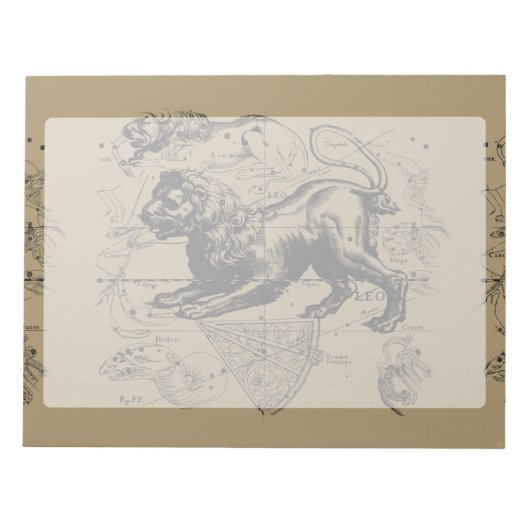 Leo Constellation Map Hevelius 1690 auf Taupe Notizblock (Vorderseite)