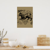 Leo Constellation Map Hevelius 1690 auf Taupe Poster (Küche)