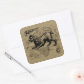 Leo Constellation Map Hevelius 1690 auf Taupe Quadratischer Aufkleber (Umschlag)