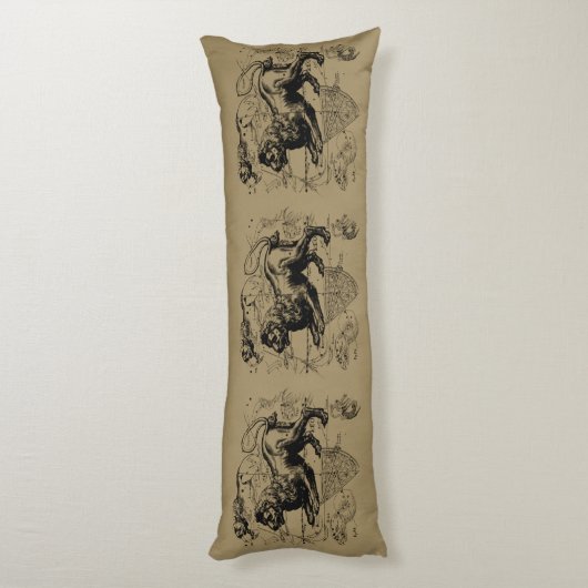 Leo Constellation Map Hevelius 1690 auf Taupe Seitenschläferkissen (Rückseite (Vertikal))