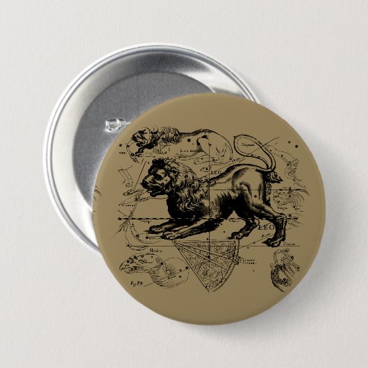 Leo Constellation Map Hevelius circa 1690 Button (Vorne & Hinten)