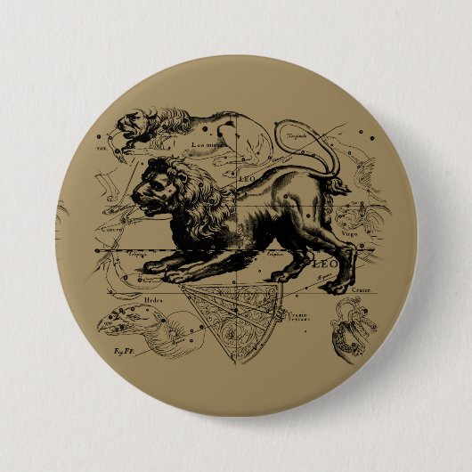 Leo Constellation Map Hevelius circa 1690 Button (Vorderseite)
