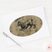 Leo Constellation Map Hevelius circa 1690 Ovaler Aufkleber (Umschlag)