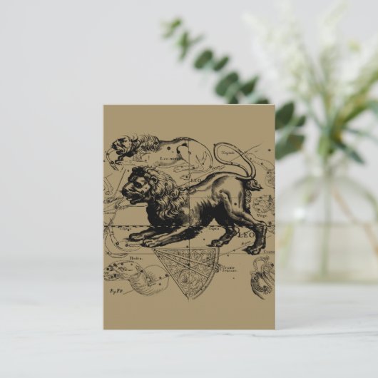 Leo Constellation Map Hevelius circa 1690 Postkarte (Stehend Vorderseite)