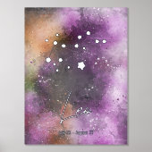 Leo Constellation Zodiac Sign Lila Galaxie Foliendrucke (Vorderseite)