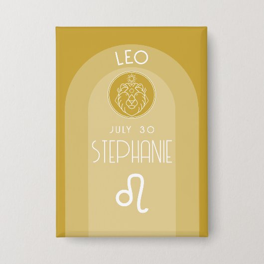 Leo Custom Birthday Zodiac - Modernes Design Button (Vorderseite)