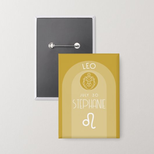 Leo Custom Birthday Zodiac - Modernes Design Button (Vorderseite/Rückseite)
